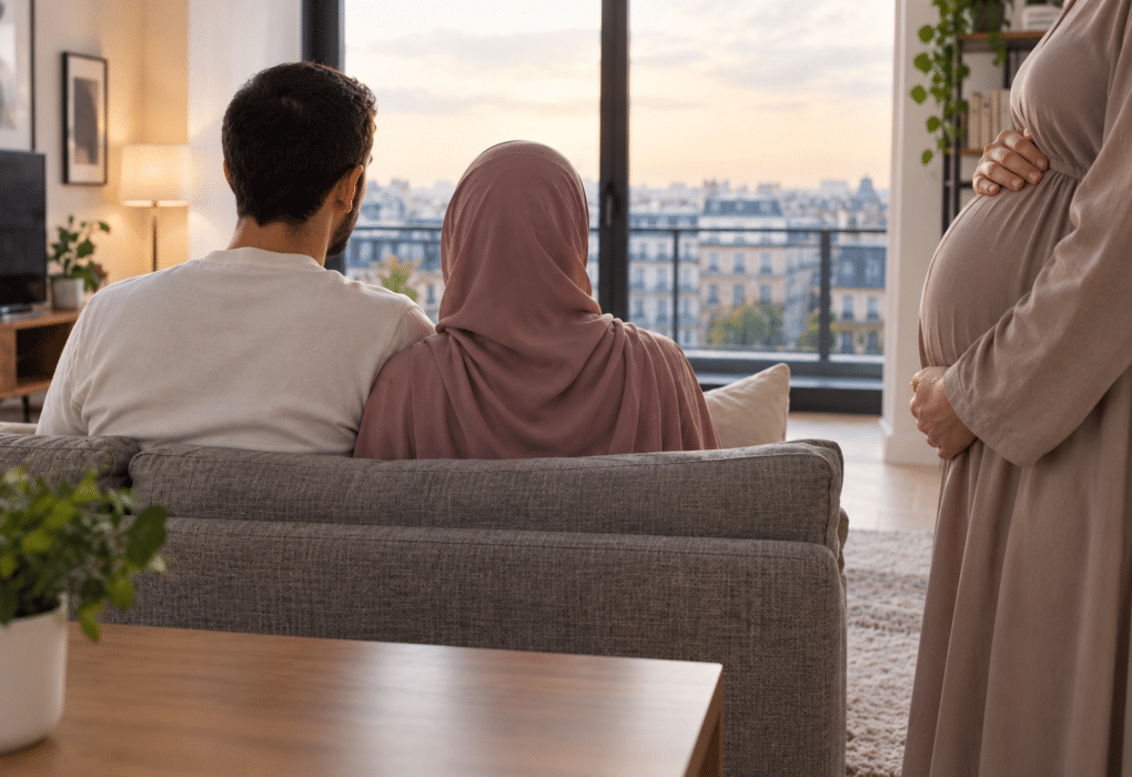 Couple musulman mari&eacute; au coucher du soleil, illustration de la fiche sur le d&eacute;lai avant le nikah apr&egrave;s une relation